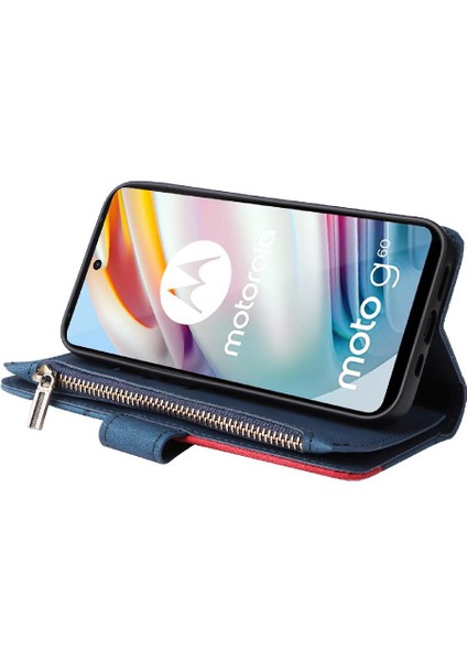 Mellow Mall Motorola Moto G60 Fermuar Cüzdan Tarzı Kickstand Koruyucu Kılıf (Yurt Dışından)