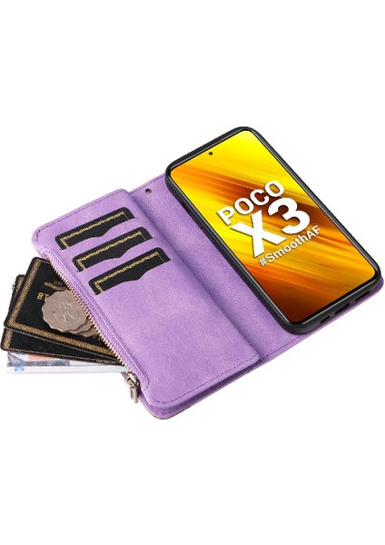 Xiaomi Poco X3/x3 Pro/x3 Nfc Kart Yuvası Standı ile Fermuar Cüzdan (Yurt Dışından)