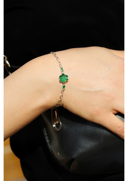 Zümrüt Taşlı 925 Ayar Gümüş Kadın Bileklik 201023069 fiyatları