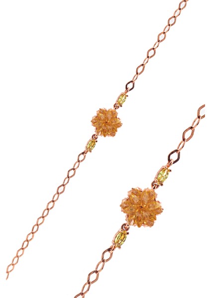 Sitrin Taşlı Rose Kaplama 925 Ayar Gümüş Kadın Bileklik 201023071