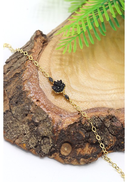 Oniks Taşlı Gold Kaplama 925 Ayar Gümüş Kadın Bileklik 201023072 fiyatları