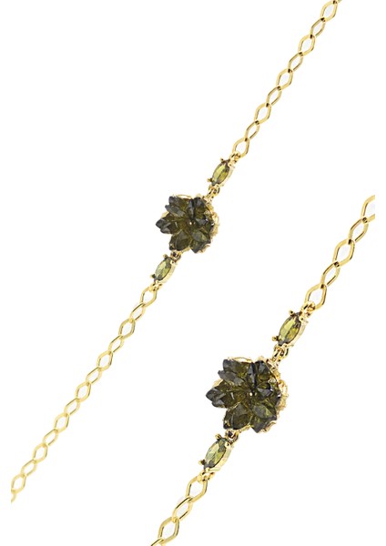 Zeberced Taşlı Gold Kaplama 925 Ayar Gümüş Kadın Bileklik 201023073