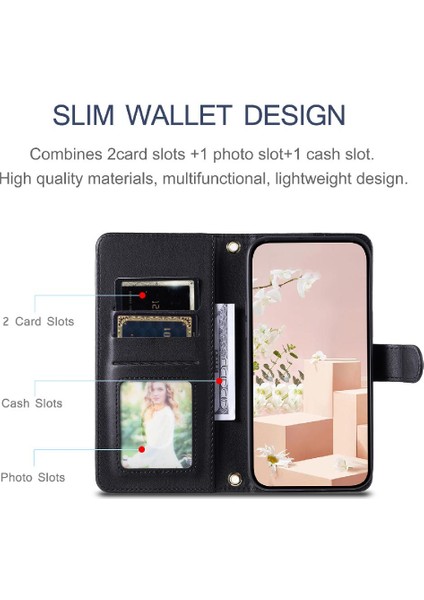Iphone 12 Için Telefon Kılıfı Pro Max Manyetik El Kayışı Flip Folio Cüzdan (Yurt Dışından)