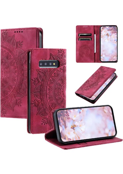 Samsung Galaxy S10 Artı Yan Toka Pu Deri Kart Ekleme (Yurt Dışından)
