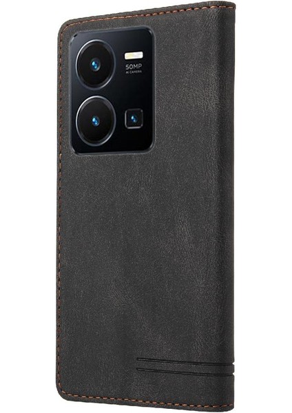 Vıvo Y22 Kickstand Premium Deri Iki Kart Yuvaları Premium Için Kılıf (Yurt Dışından)