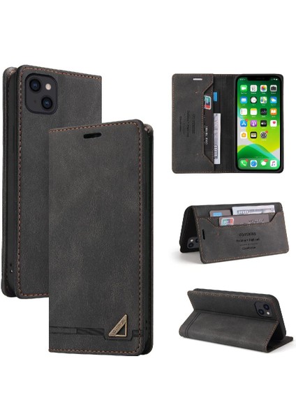 IPhone 15 Için Kılıf Artı Premium Deri Iki Kart Yuvaları Kickstand Premium (Yurt Dışından)