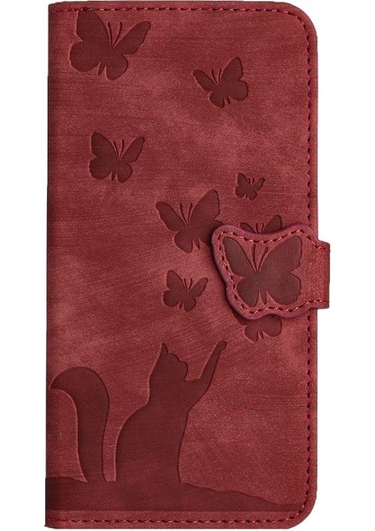 Mellow Mall Samsung Galaxy S24 Artı Flip Folio Cüzdan Kılıf Kabartmalı Kedi (Yurt Dışından)