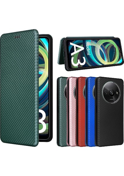 Kart Tutucu Kickstand ile Xiaomi Redmi A3 Manyetik Karbon Fiber Için Kılıf (Yurt Dışından)