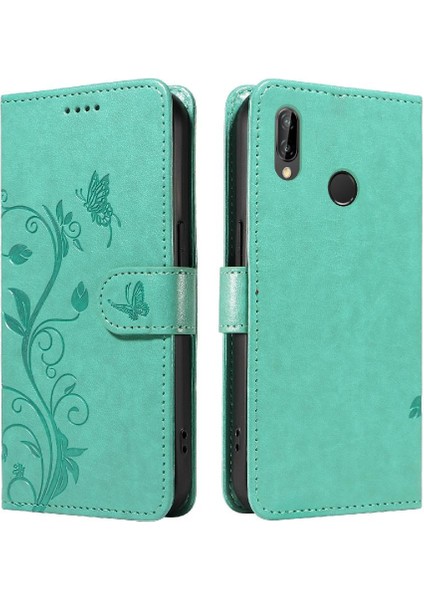 Huawei Nova 3e Için Flip Case Yüksek Kalite Deri ve Kart Yuvası Kabartmalı (Yurt Dışından)