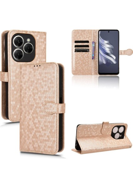 Tecno Spark 20 Pro Deri Cüzdan Kapağı Için Kılıf Geometrik Desen Toka (Yurt Dışından)