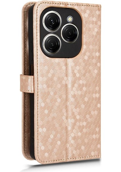 Tecno Spark 20 Pro Deri Cüzdan Kapağı Için Kılıf Geometrik Desen Toka (Yurt Dışından)