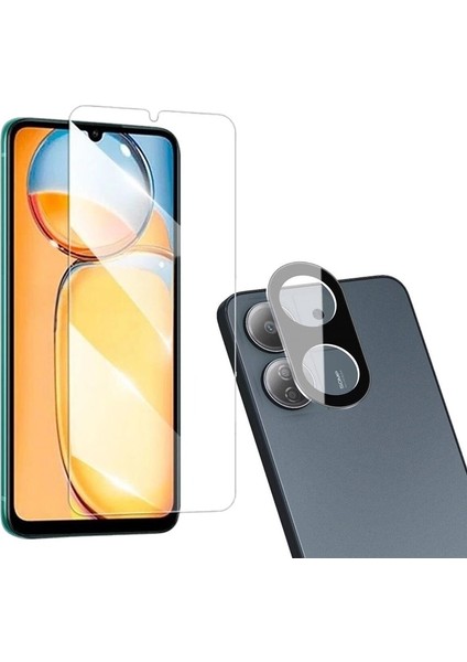 Xiaomi Redmi 13C Ekran Koruyucu Şeffaf + 3D Kamera Camı Siyah