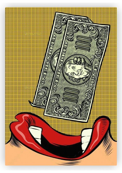 Para Yemek Pop Art Ahşap Poster 20X29 cm