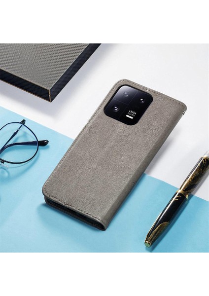 Xiaomi 13 Için Kılıf Pro Kısa Kayış Deri Kılıf Kapak Çevirin Zarif Dört (Yurt Dışından)
