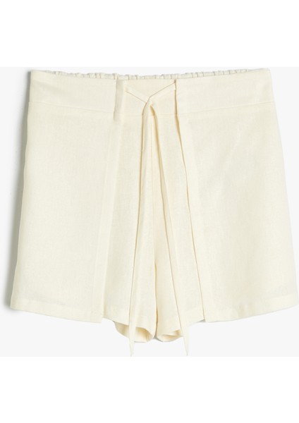 Keten Şort Etek Beli Lastikli
