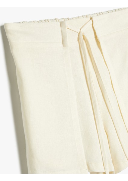 Keten Şort Etek Beli Lastikli modelleri