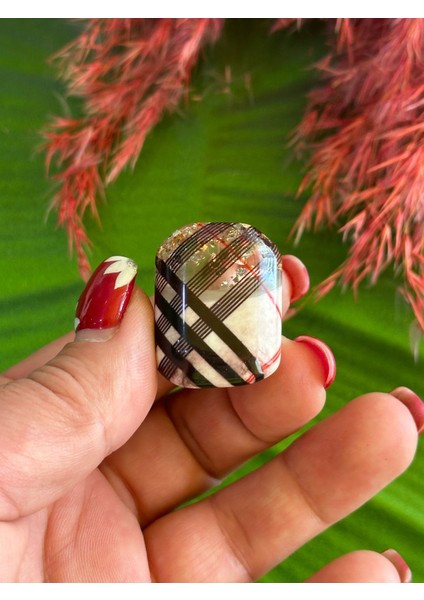 El Yapışı Akıtma Ekose Kadın Yüzük Parmak Ölçü 21 cm