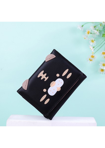 Kore Yeni Stil Üç Katlı Kart Tutucu Kısa Ilkokul Öğrencisi Sevimli Bozuk Para Cüzdanı Karikatür Bayan Cüzdan (Yurt Dışından)