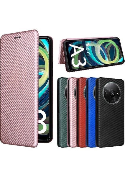 Kart Tutucu Kickstand ile Xiaomi Redmi A3 Manyetik Karbon Fiber Için Kılıf (Yurt Dışından)