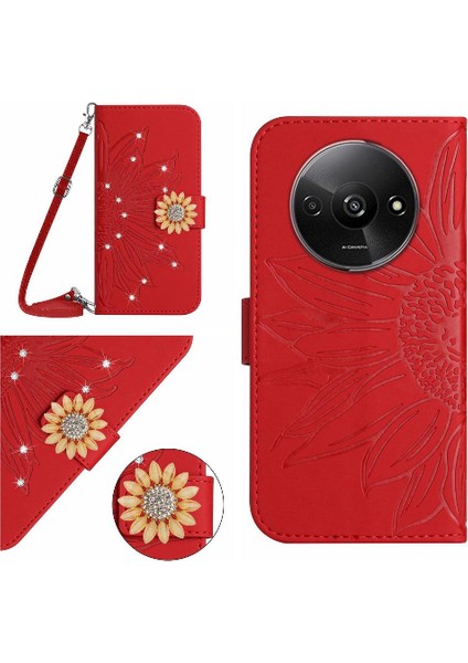 Uzun Bir Kordon Cüzdan ile Kart Yuvası Standı ile Xiaomi Redmi A3 Için Kılıf (Yurt Dışından)