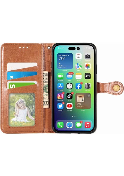 IPhone 14 Için Kılıf Pro Zarif Iş Moda Tasarım Cüzdan Fonksiyonu (Yurt Dışından)