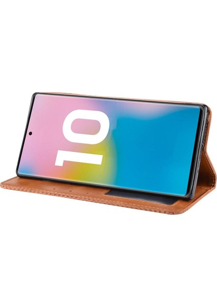 Samsung Galaxy Not 10 Artı Manyetik Kapatma Pu Deri Cüzdan (Yurt Dışından)
