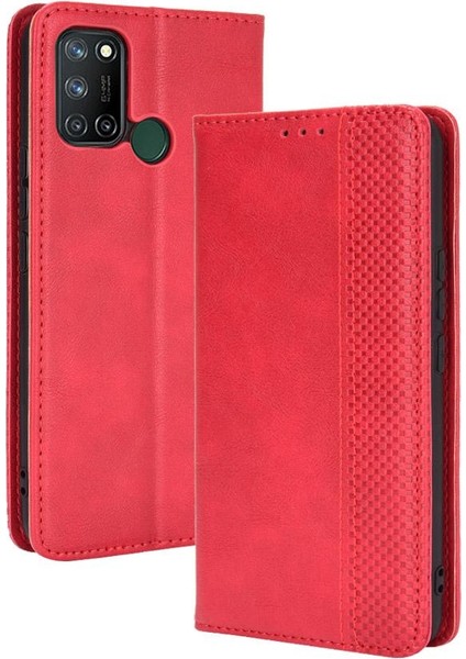 Realme C17 Pu Deri Cüzdan Manyetik Kapatma Için Kılıf (Yurt Dışından)
