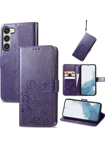 Samsung Galaxy S23 Artı Dört Yapraklı Yonca Flip Kapak Zarif (Yurt Dışından)