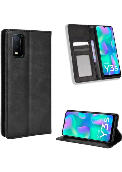 Vivo Y3S 2021 Manyetik Kapatma Pu Deri Cüzdan Için Kılıf (Yurt Dışından)