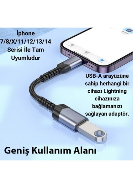 Süper Hızlı Iphone Lightning USB Otg Adaptörü, Mouse, Klavye, USB Bellek Çevirici Adaptör