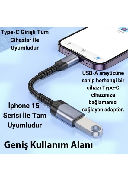 Süper Hızlı Type-C To USB 3.0 Otg Adaptörü, Kulaklık, Mouse, Klavye, USB Bellek Çevirici Adaptör