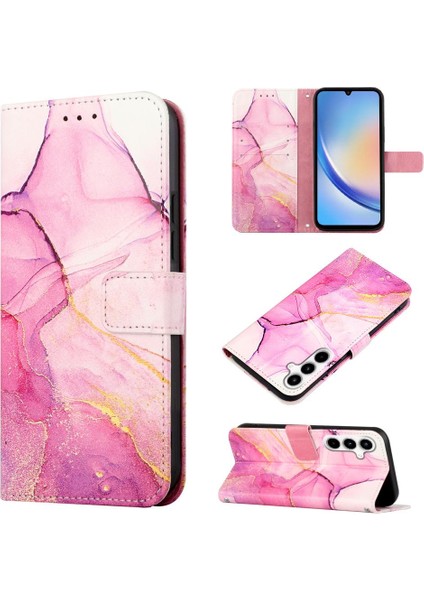 Samsung Galaxy A35 5g Pu Deri Mermer Desen Kickstand Cüzdan (Yurt Dışından) modelleri