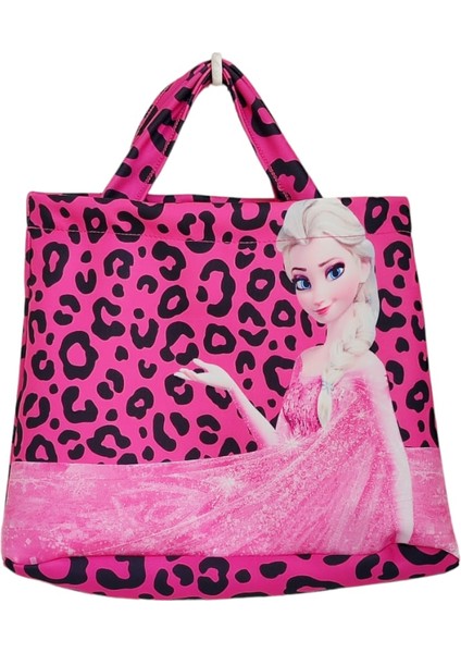Pembe Kız Çocuk Leopar Desenli Plaj Çantalı Bikini Kız Çocuk Pembe Çantalı Bikini