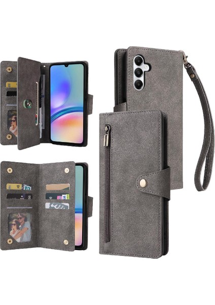 El Kayışı Kart Tutucu ile Samsung Galaxy A05S Manyetik Deri Kılıf (Yurt Dışından)