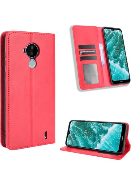 Nokia C30 Cüzdan Manyetik Kapatma Pu Deri Kılıf (Yurt Dışından)