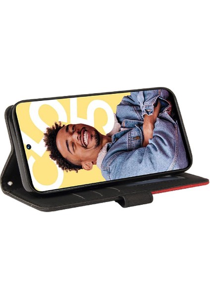 Realme C55 4g Iki Renkli Dikiş Kickstand Koruyucu Pu Deri (Yurt Dışından)