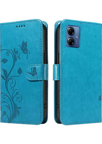 Motorola Moto G14 4g ve Kart Yuvası Için Kılıf Yüksek Kaliteli Deri Kabartmalı (Yurt Dışından)