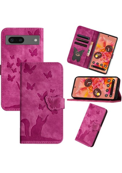 Google Piksel 8A Için Kılıf Cüzdan Kılıf Tutucu Kapak Flip Folio Kabartmalı (Yurt Dışından)