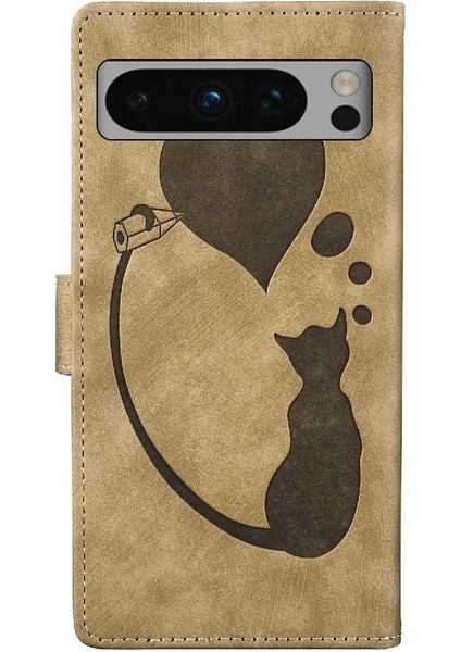 Google Piksel 8 Pro Flip Folio Cüzdan Kılıf Için Kılıf Kabartmalı Sevimli Kedi (Yurt Dışından)