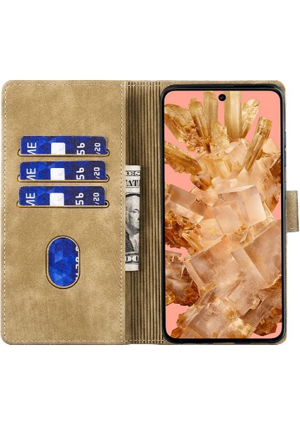 Google Piksel 8 Pro Flip Folio Cüzdan Kılıf Için Kılıf Kabartmalı Sevimli Kedi (Yurt Dışından)