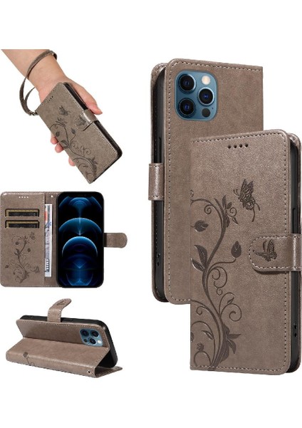 El Kayışı Yüksek Kaliteli Deri ve Kart ile IPhone 12 Pro Max Için Kılıf (Yurt Dışından)