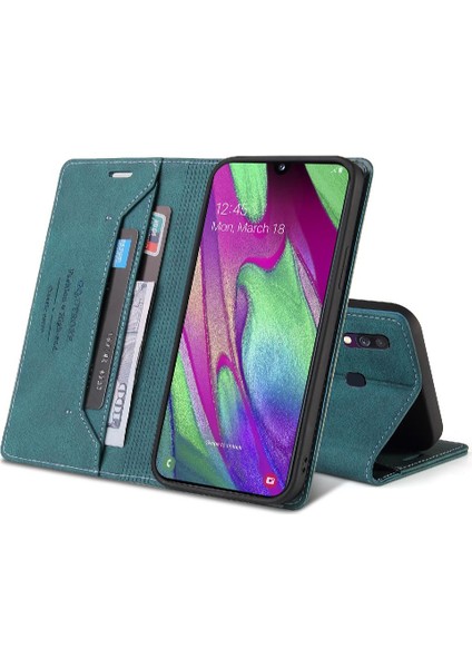 Samsung Galaxy A40 Kickstand Iki Kart Yuvaları Premium Deri Kılıf (Yurt Dışından)