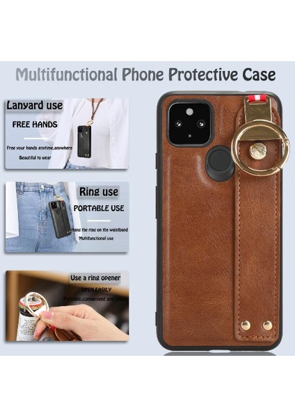 Google Pixel 5 Bilek Kayışı Uyumluluk Rahatlığı Premium Pu Için Kılıf (Yurt Dışından)
