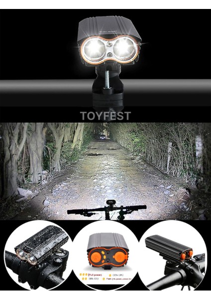 USB Li Şarj Göstergeli Suya Dayanıklı Uzun Menzilli 1600 Lümen Bisiklet LED Lambası Feneri