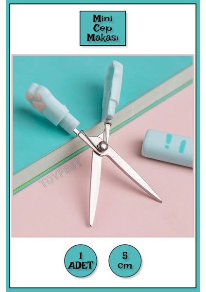 Çocuklar Için Taşınabilir Pati Modelli Mini Cep Kağıt Makası - 5 cm