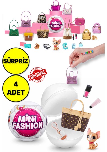 4 Adet Moda Aksesuarları Sürpriz Paket - Minyatür Sürpriz Moda Aksesuar ve Eşyaları - 4 Adet