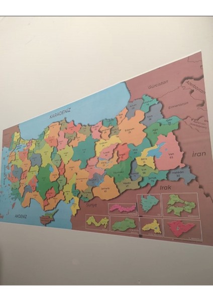 Duvara Kendiliğinden Manyetik Yapışan Yazılıp Silinebilen Renkli Türkiye Haritası 118 x 56 cm