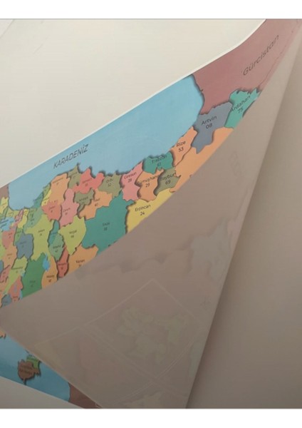 Duvara Kendiliğinden Manyetik Yapışan Yazılıp Silinebilen Renkli Türkiye Haritası 118 x 56 cm