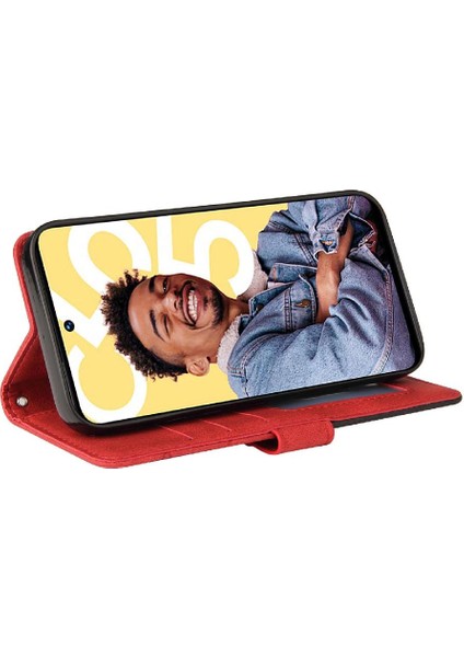 Realme C55 4g Iki Renkli Dikiş Kickstand Koruyucu Pu Deri (Yurt Dışından)