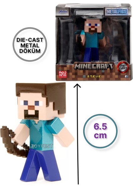 Jada Minecraft Metal Döküm Die - Cast Figür Karakterler - Steve - 6.5 cm